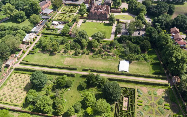 Aerial image of Castle Bromwich Hall Gardens.